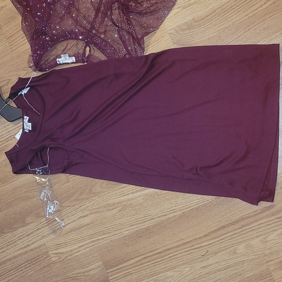 New Knitworks Burgundy 2 piece dress set size 14 - Picture 10 of 12
